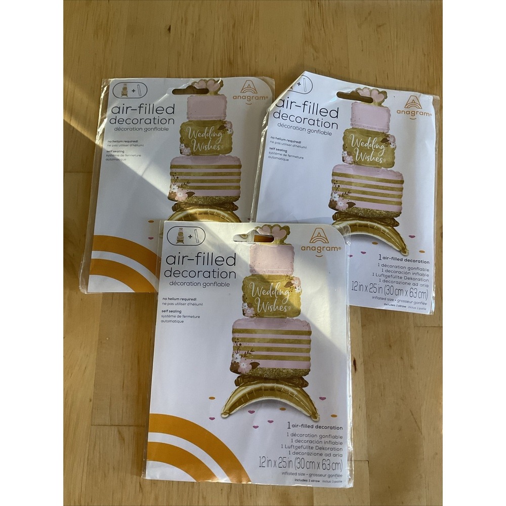 Anagram Wedding Wishes Air Filled‎ Decoration  Cake Balloon Lot Of 3